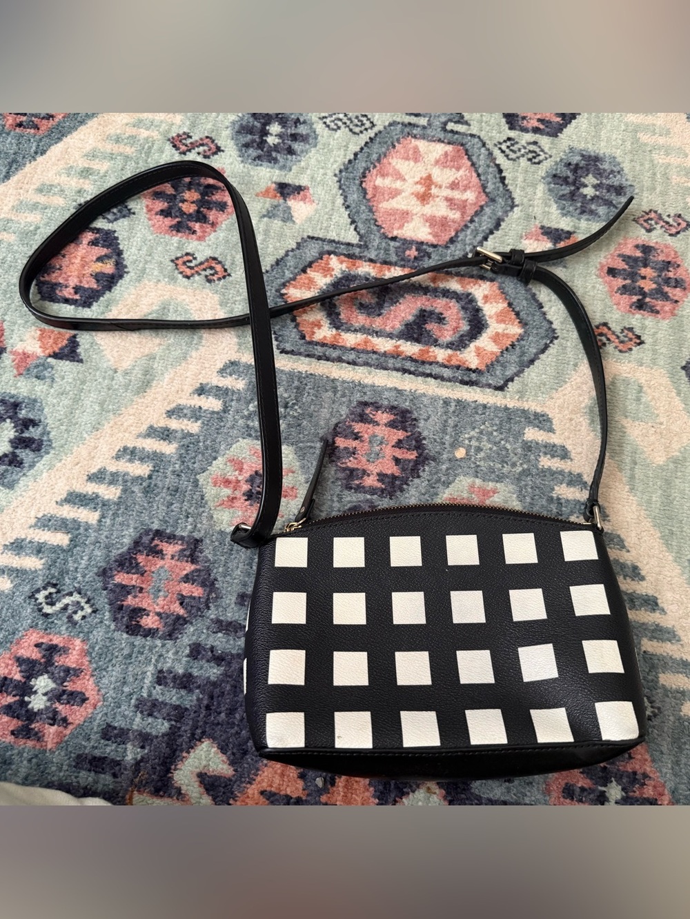 kate spade Black & White Checkered Crossbody Bag - Picture 2 of 3